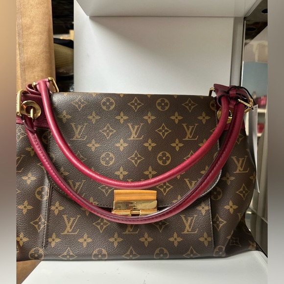 Louis Vuitton Brown Monogram Shoulder Bag with Red Straps - Picture 1 of 1